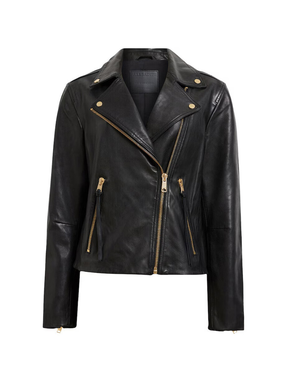 NEW, AllSaints Dalby Leather Biker Jacket/Golden hardware black US 12 #SJ2594